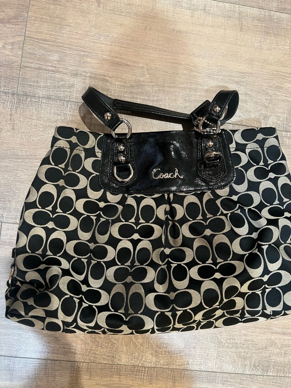 Coach Black & Cream Signature Logo Skirt